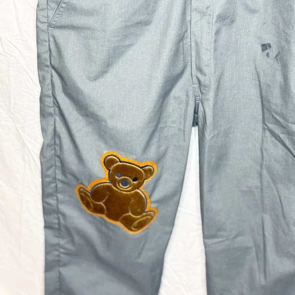 Dickies Gray Sleeveless Work Jumpsuit Heart Bear Flower Patches Irregular Medium - Picture 7 of 8